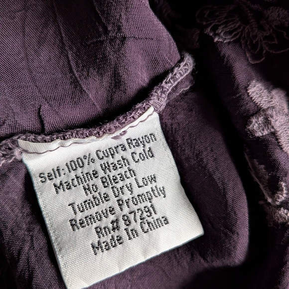 Johnny Was Purple Floral Embroidered Front Pockets Tunic Top 1X - Picture 8 of 9